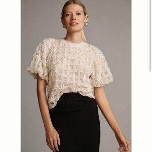 Adorable Sarah Hann mesh blouse w/ bow detail on back from Anthropologie.